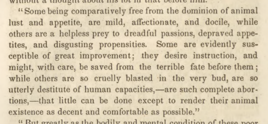 Text from Training and Teaching Idiots by Samuel Howe, 1840 