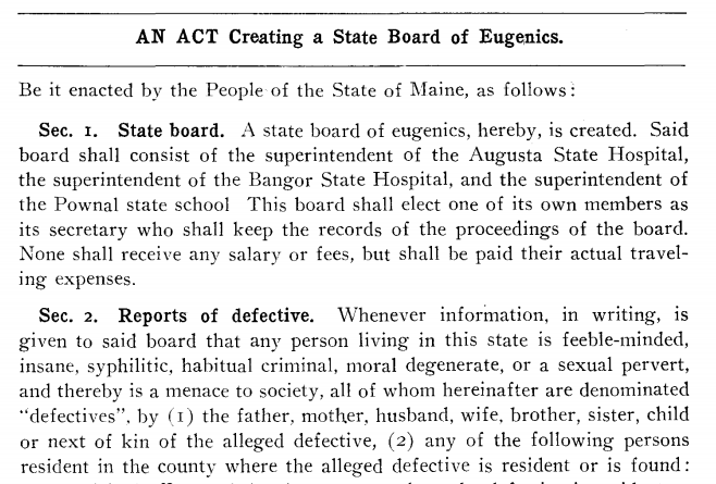 Text of LD 528, 1941 – An Act Creating a State Board of Eugenics (not passed)