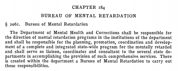 Text of 1967 Public Law Chapter 535 – An Act Establishing the Bureau of Mental Retardation