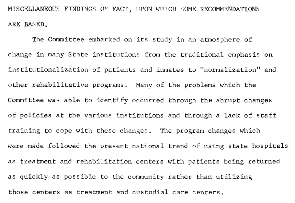 Text of 1973 Report on Study of the Department of Mental Health and Corrections
